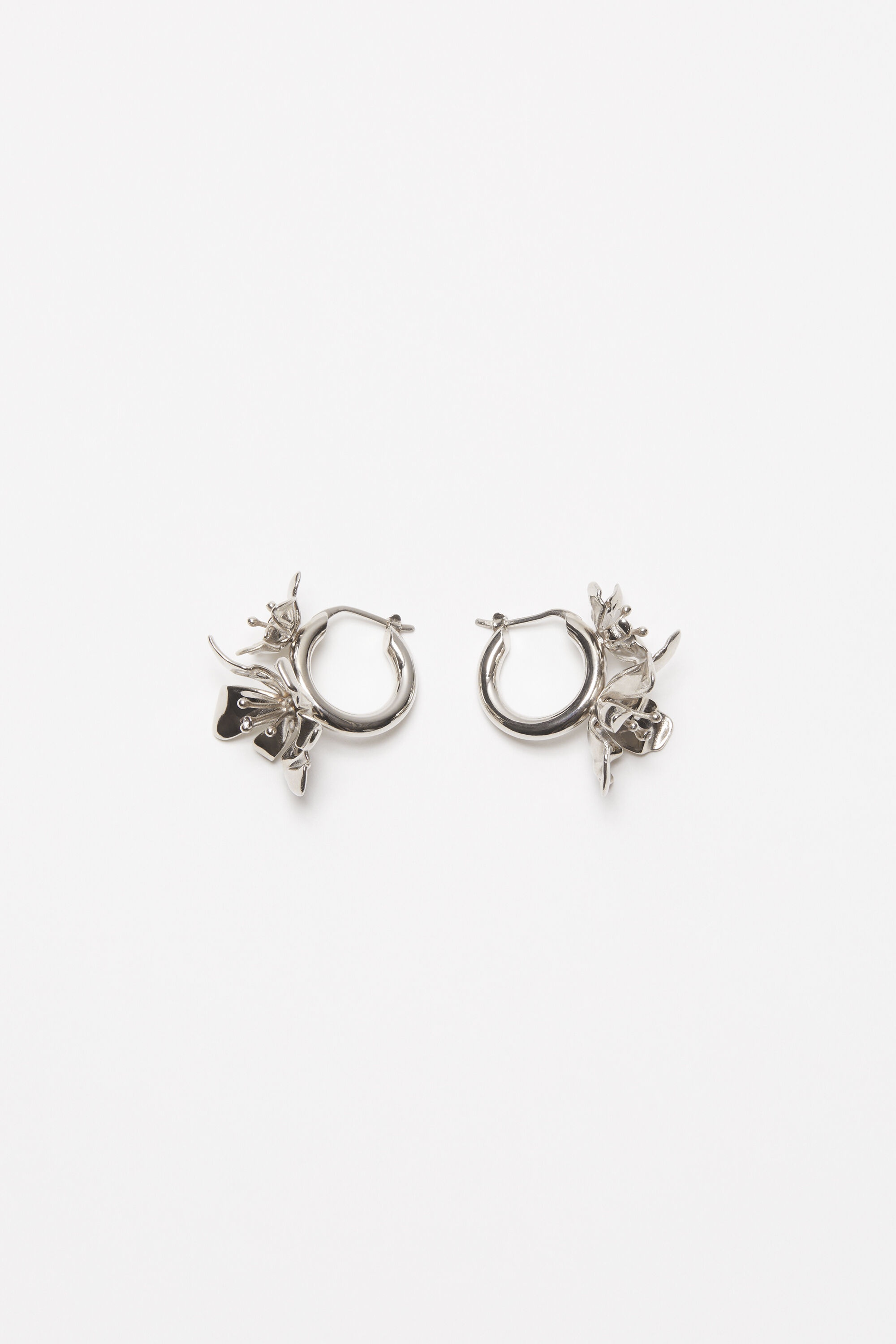 Flower hoop earrings - Silver/transparent - 1
