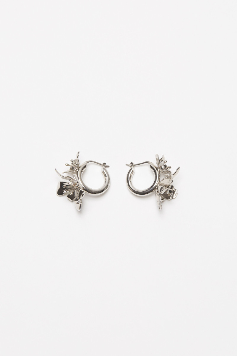 Flower hoop earrings - Silver/transparent 1