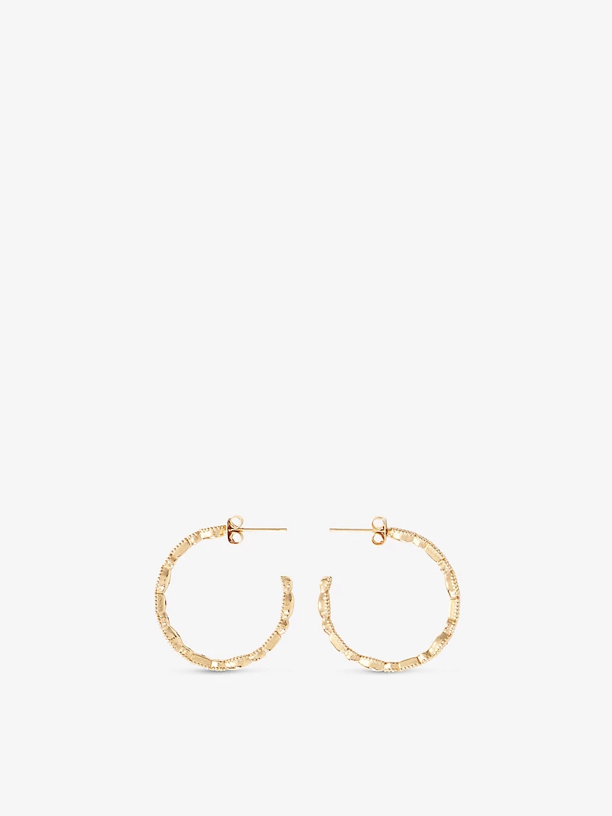 Crystal-embellished brass hoop earrings - 1