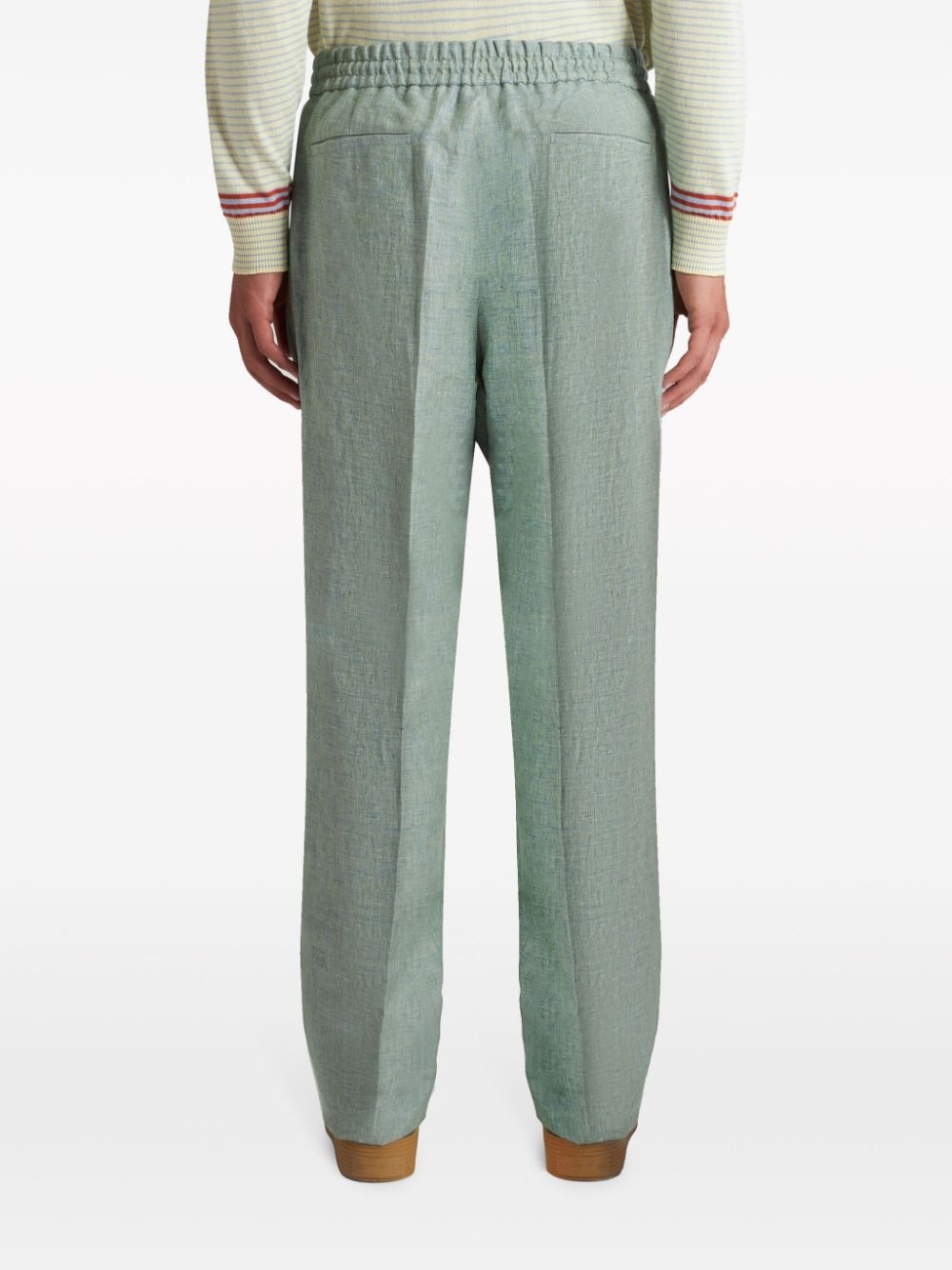 straight-leg linen trousers - 4