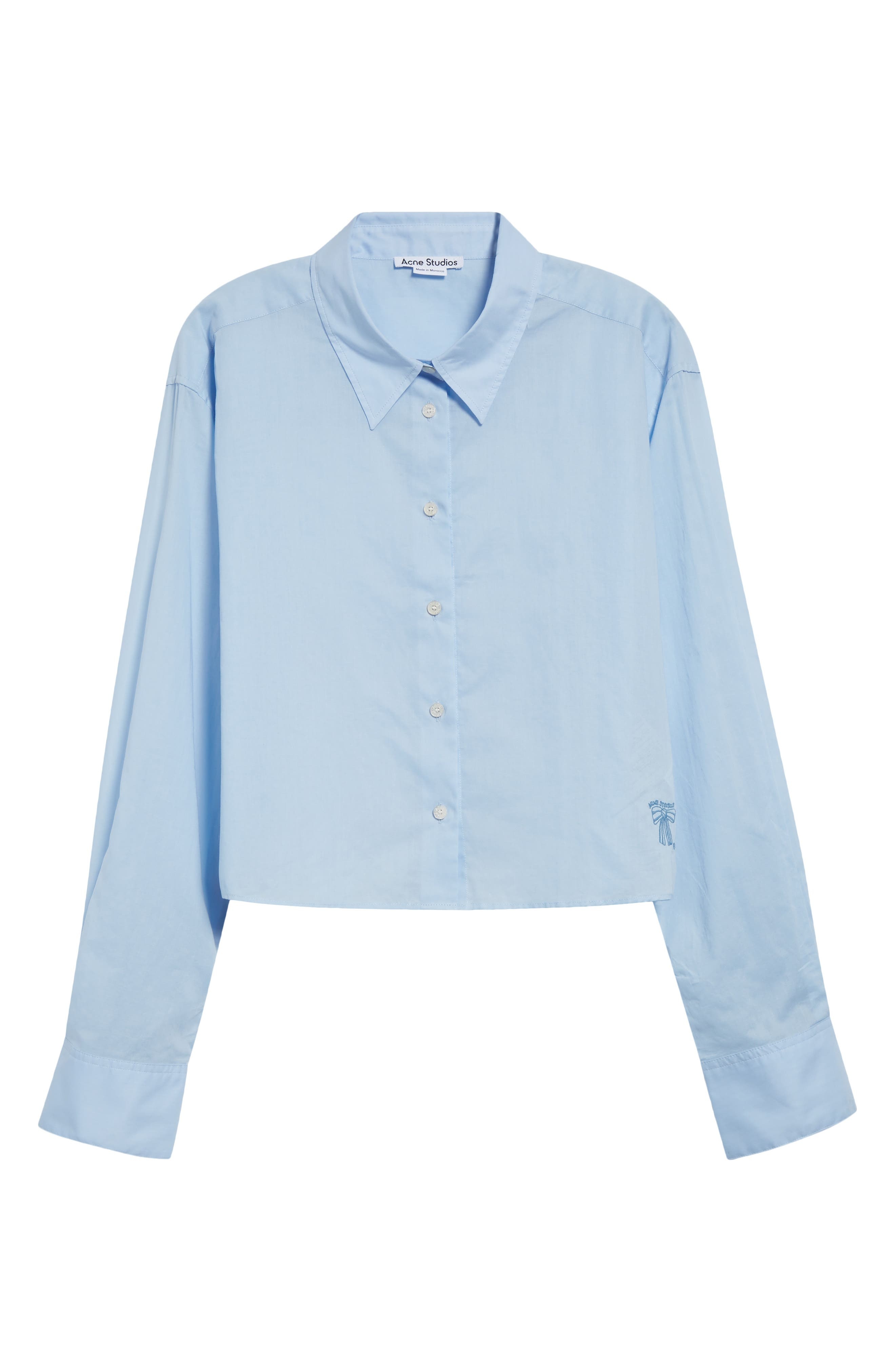 Acne Studios Satai Crop Cotton Voile Button-Up Shirt in Baby Blue Djy at Nordstrom - 6