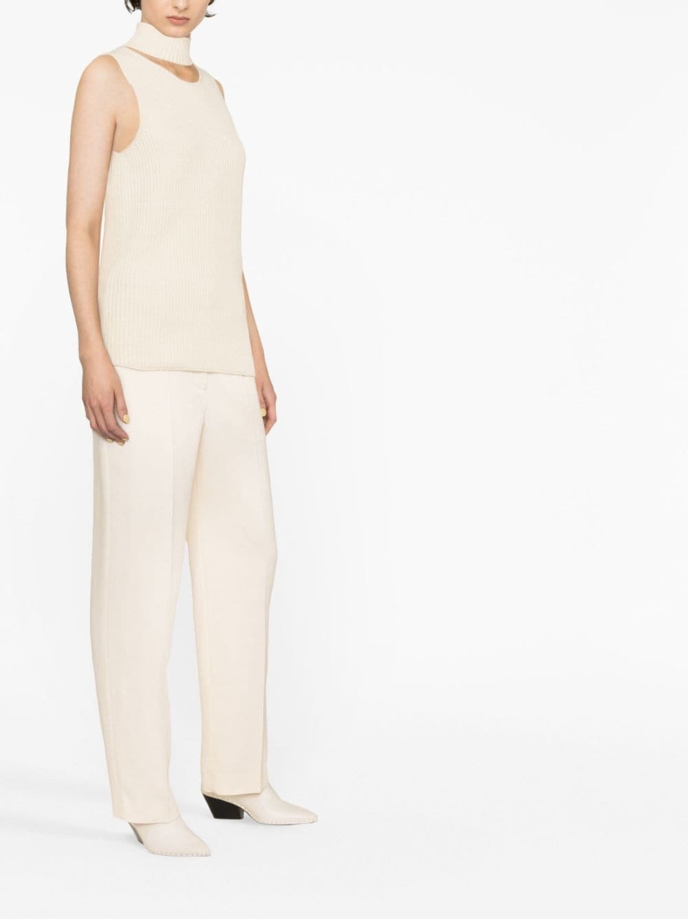 cut-out knitted sweater vest - 3