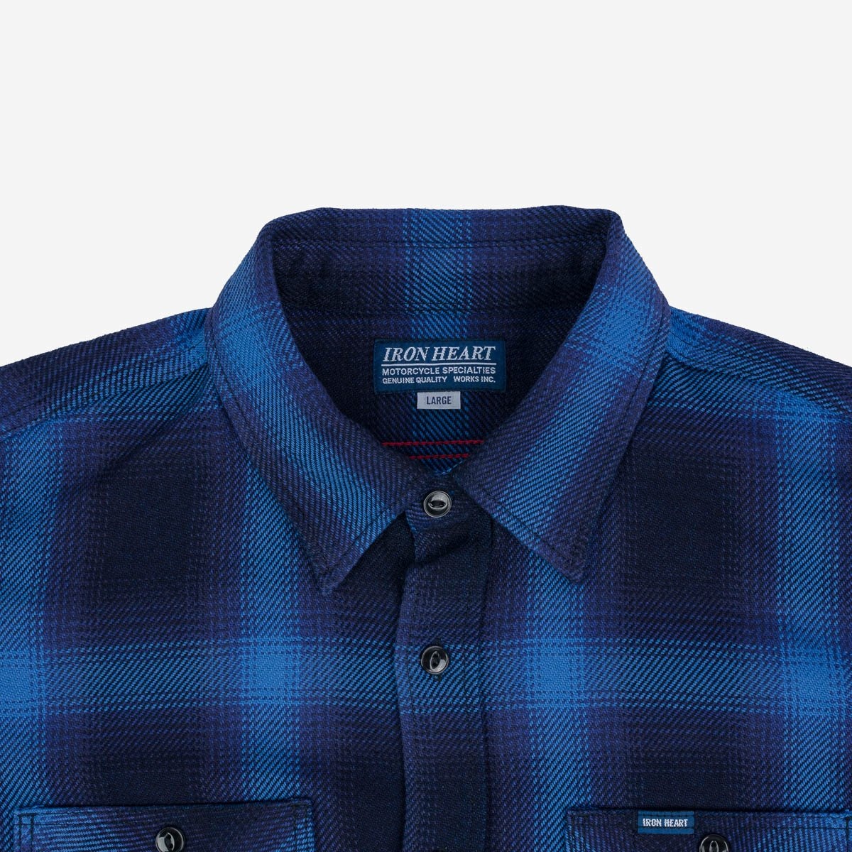 IHSH-349-IND 9oz Selvedge Ombré Check Work Shirt - Indigo - 7