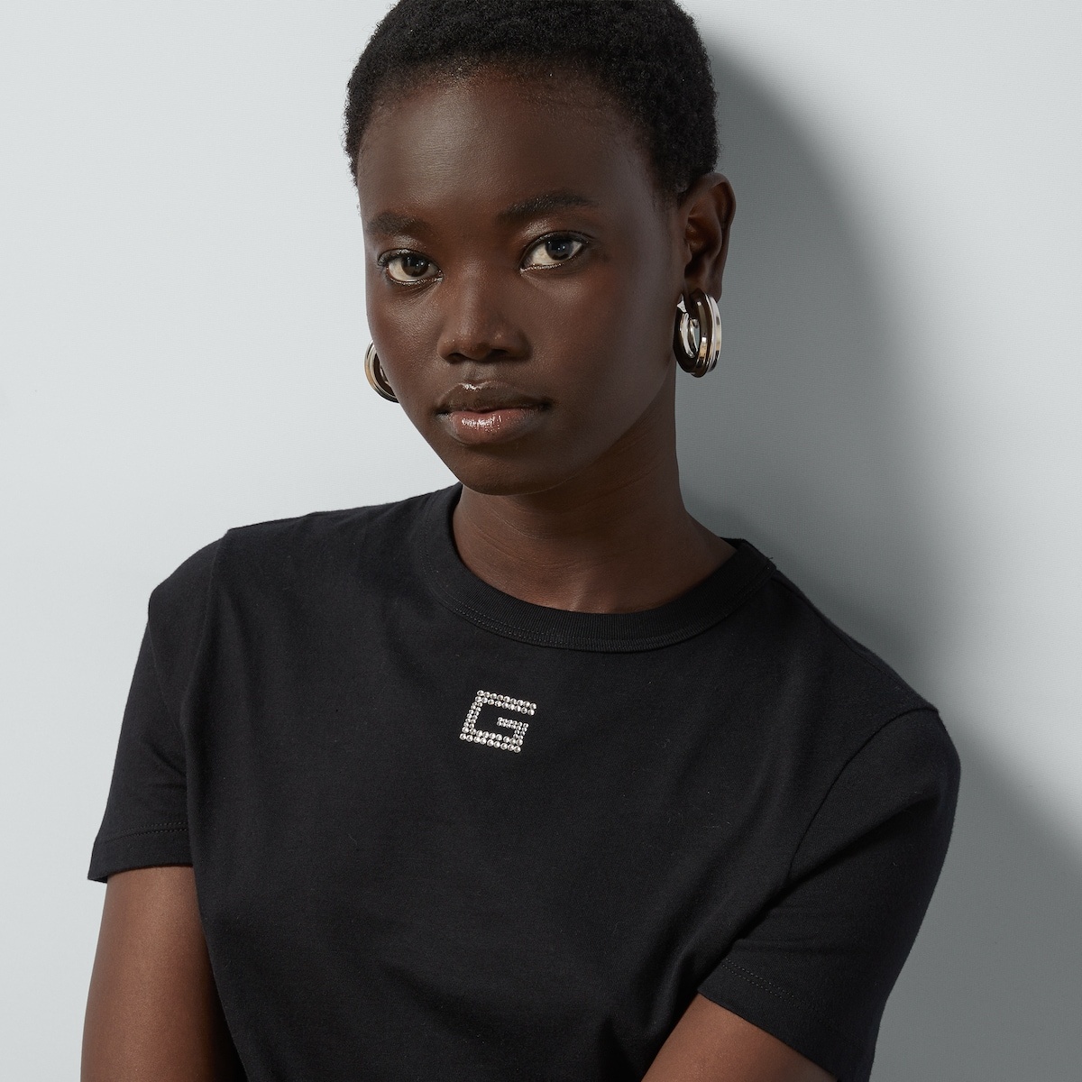 Cotton jersey T-shirt with crystal G - 3