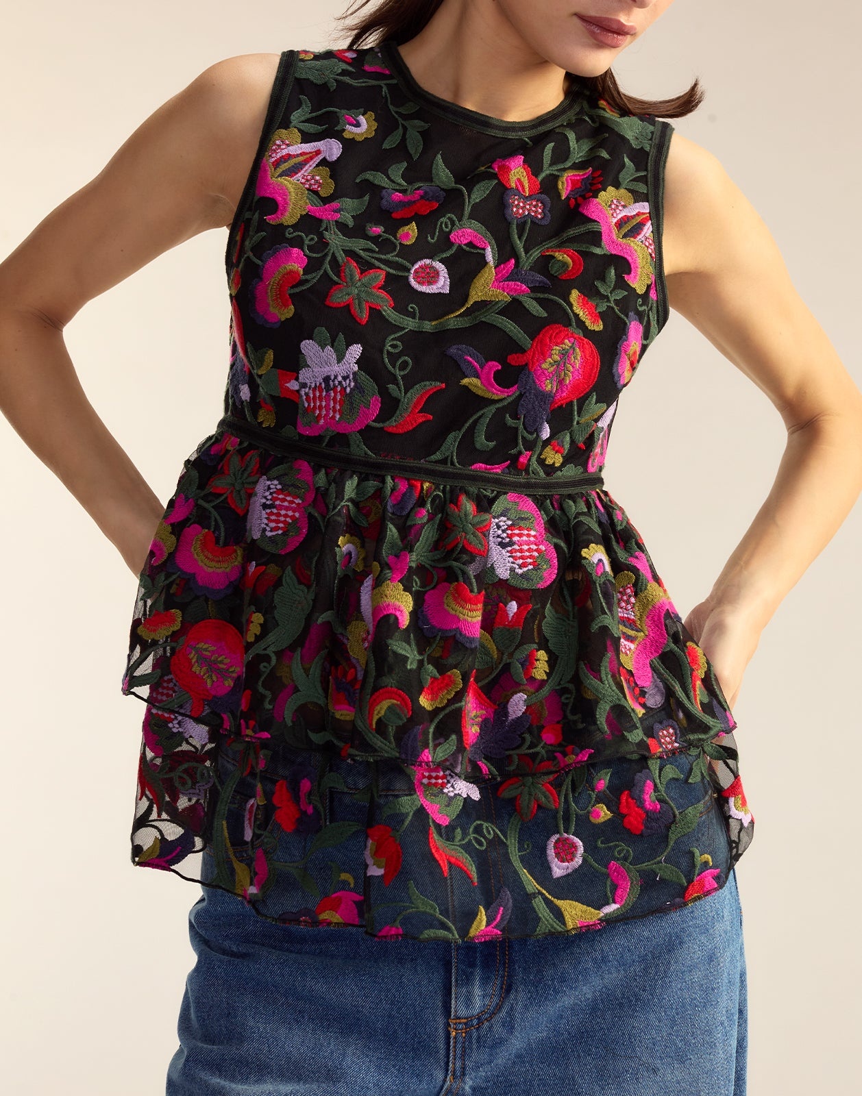 Eve Embroidered Peplum Top - 6