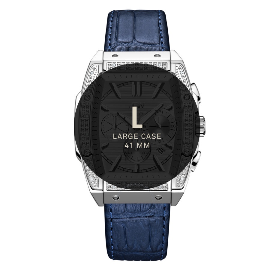 Jbw - JBW Echelon Quartz Silver Dial Blue Leather Men's Watch J6379C - 5