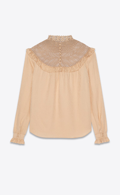 SAINT LAURENT embroidered blouse in matte and shiny silk outlook