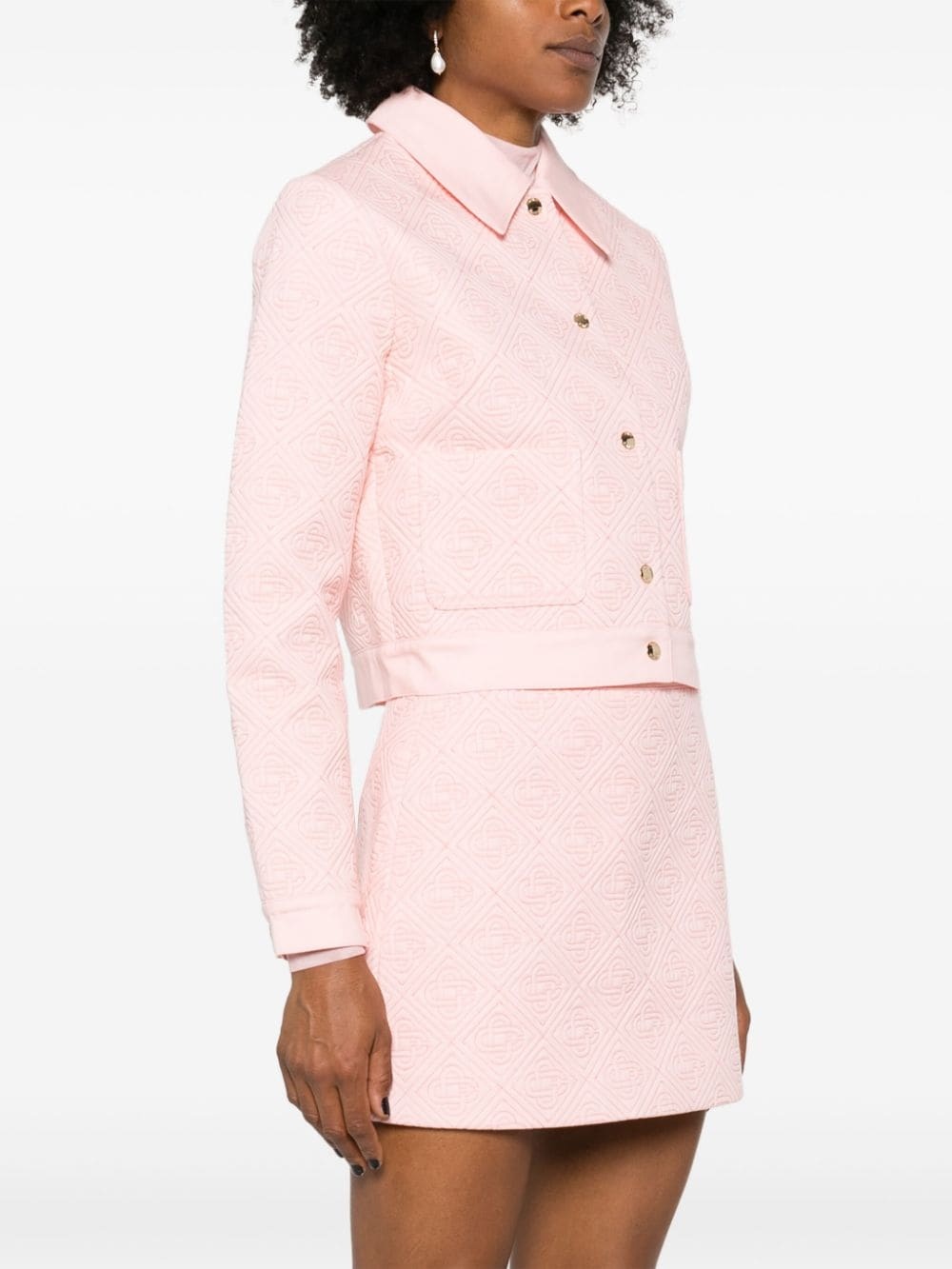 logo-quilted shirt jacket - 3