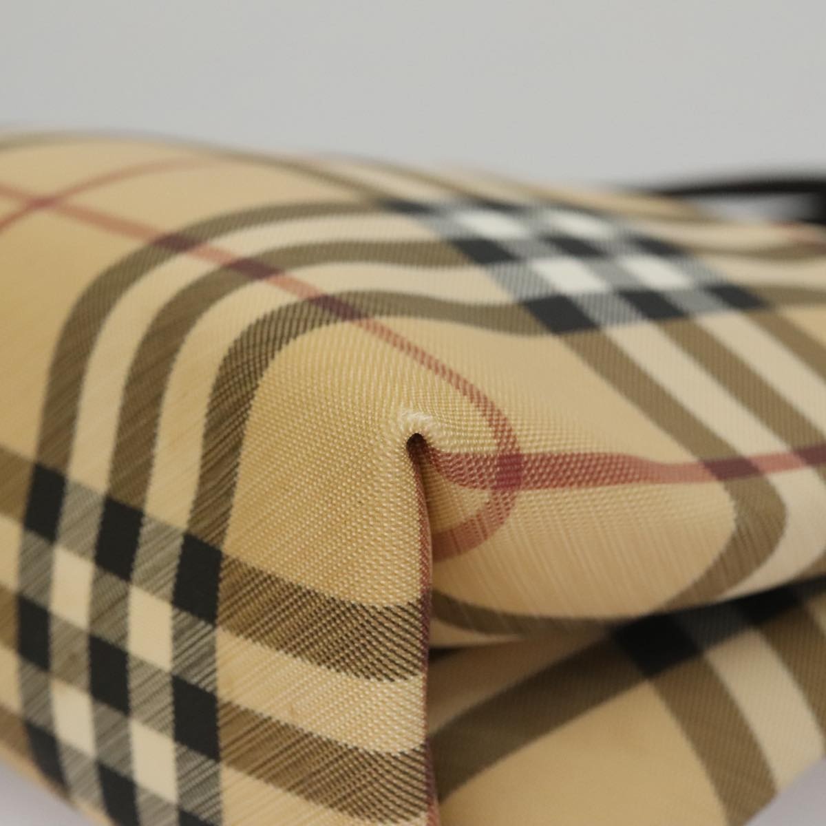 Burberry Nova Check Hand Bag Pvc Leather Beige - 16
