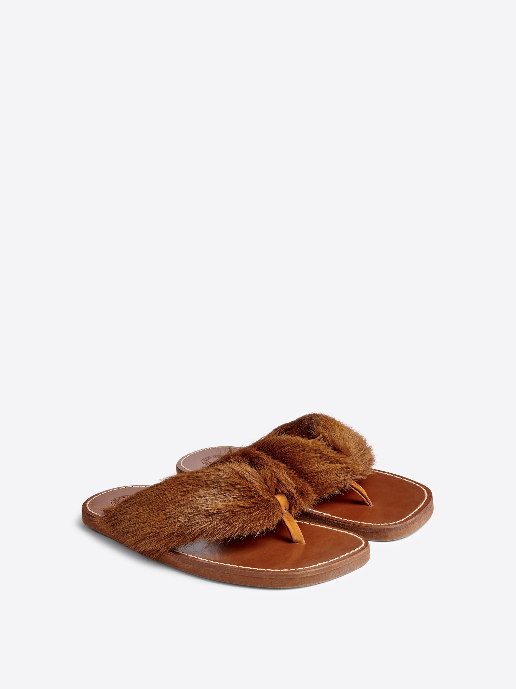 SANDALS IN LEATHER-TRIMMED CALF HAIR - 4