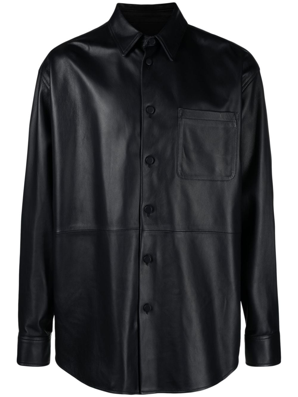 panelled lambskin overshirt - 1