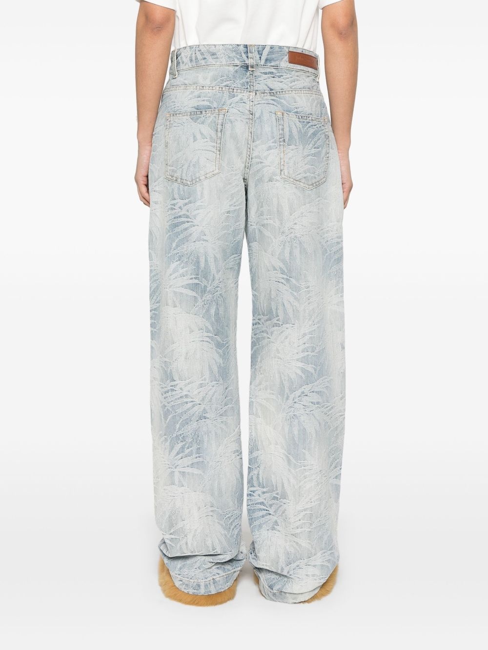 palms jacquard jeans - 4