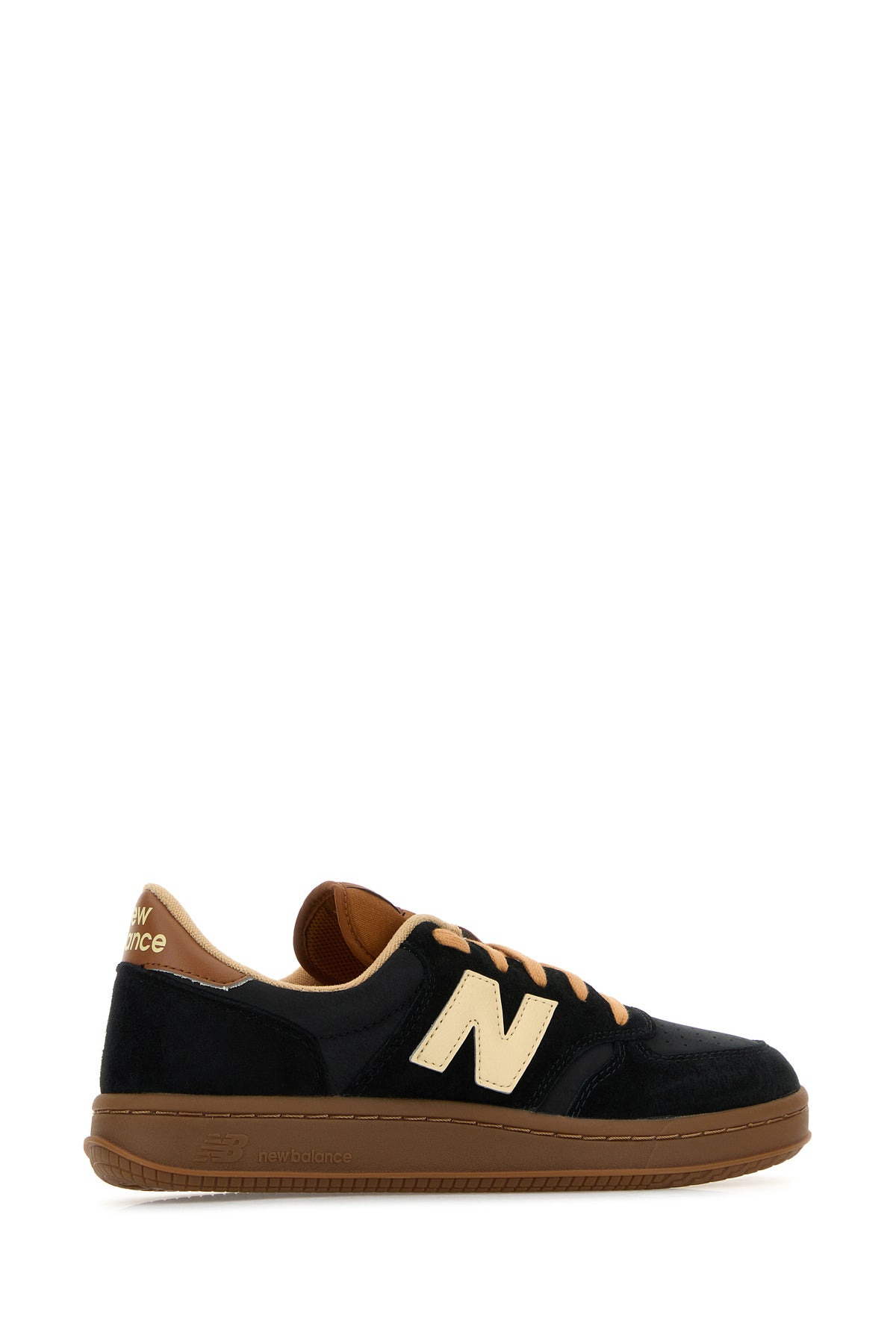 Black leather and suede T500 sneakers - 3
