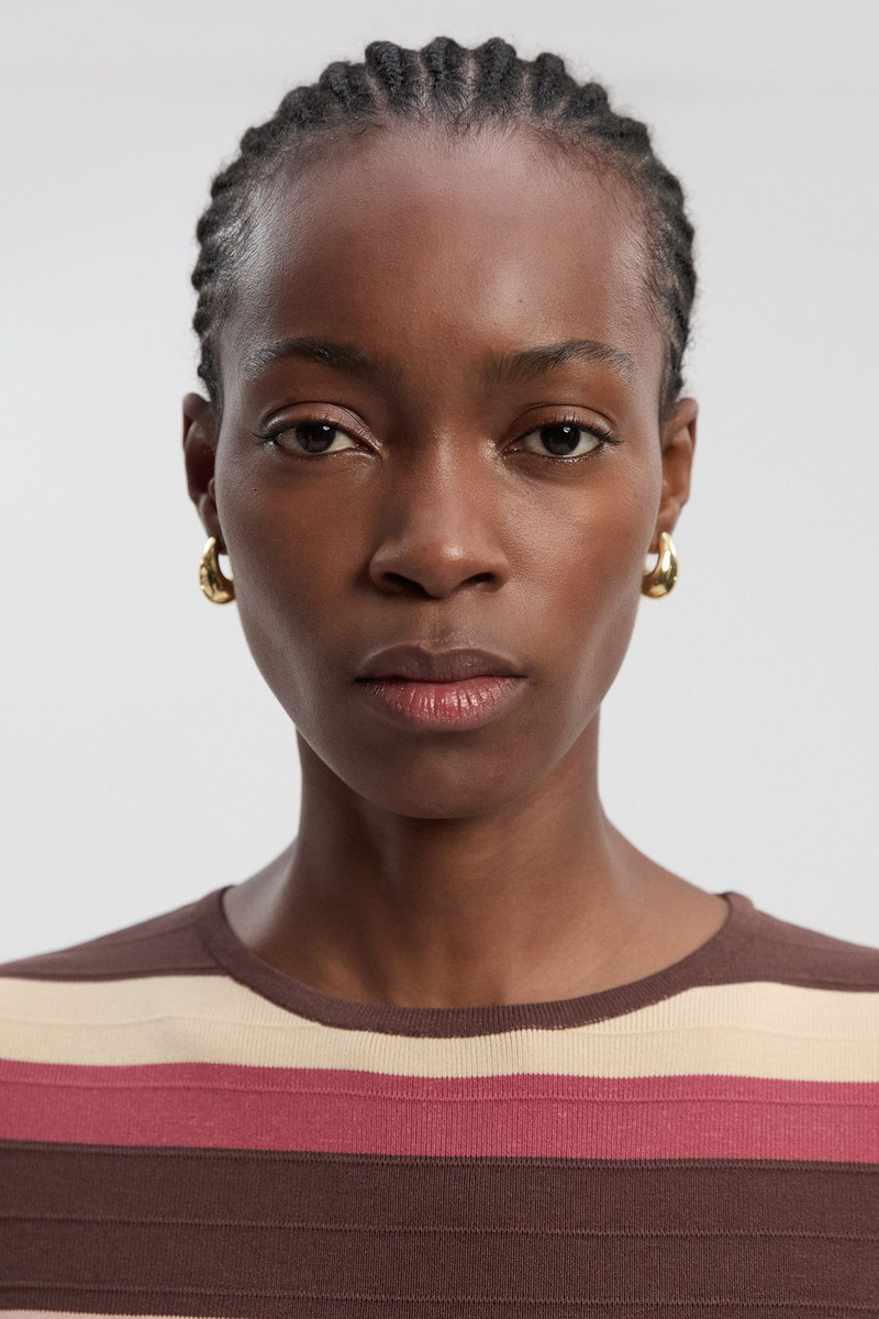 KAREN MILLEN Stripe Long Sleeve Knitted Maxi Dress outlook