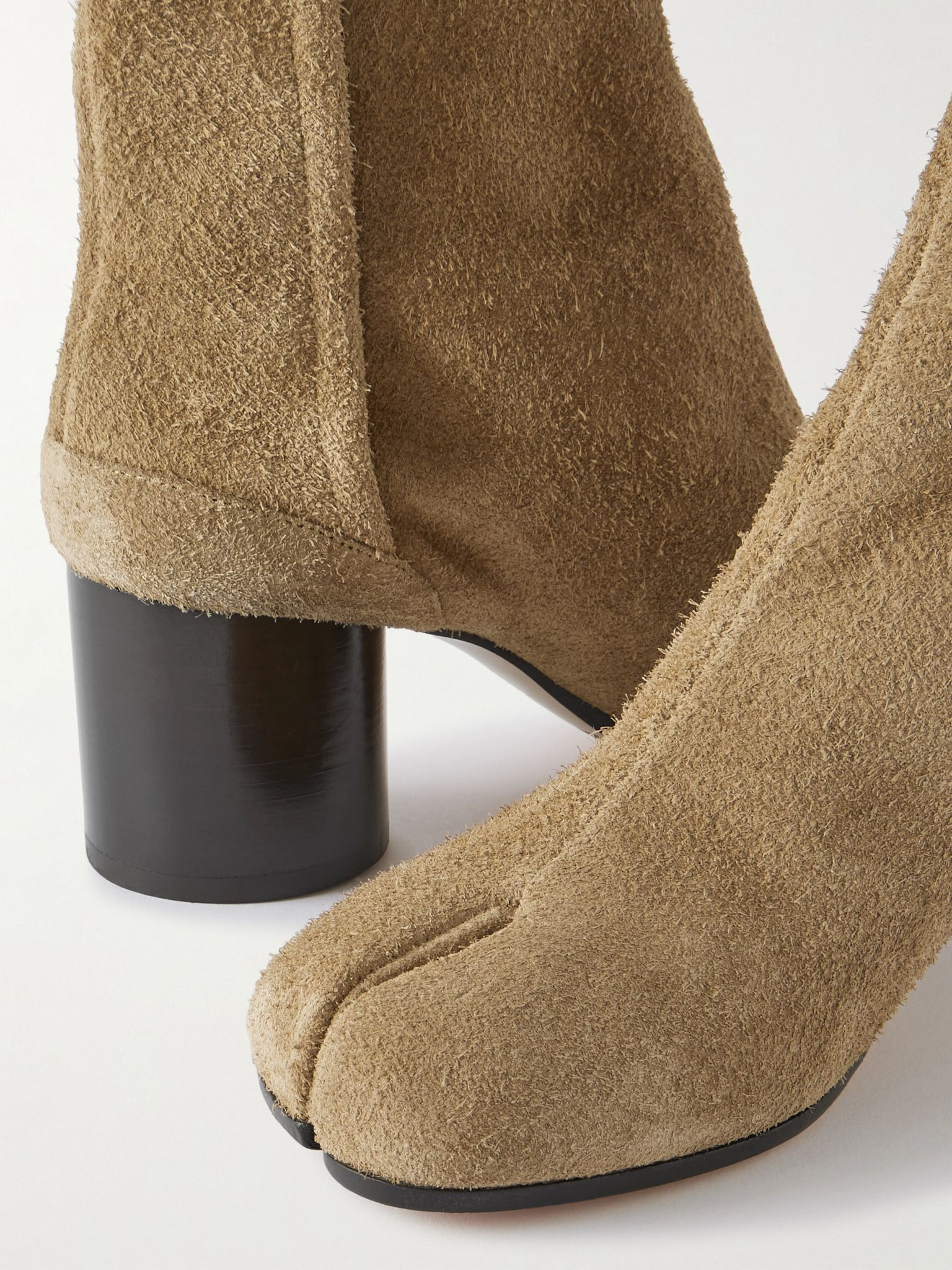 Tabi split-toe suede ankle boots Camel - 4