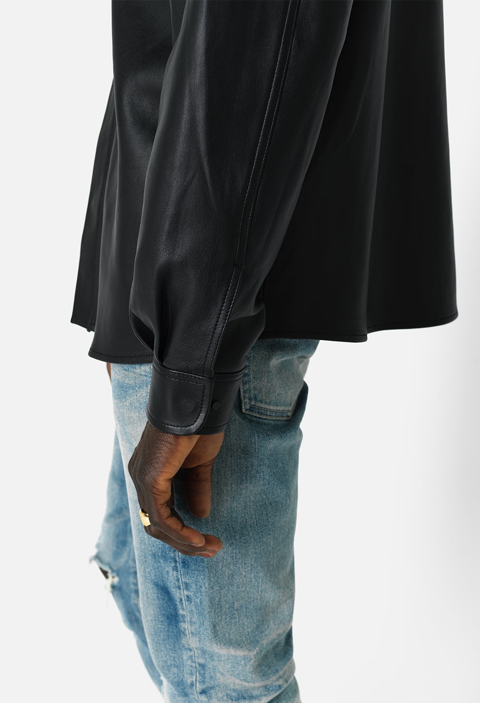 LEATHER CLOAK BUTTON UP - 8