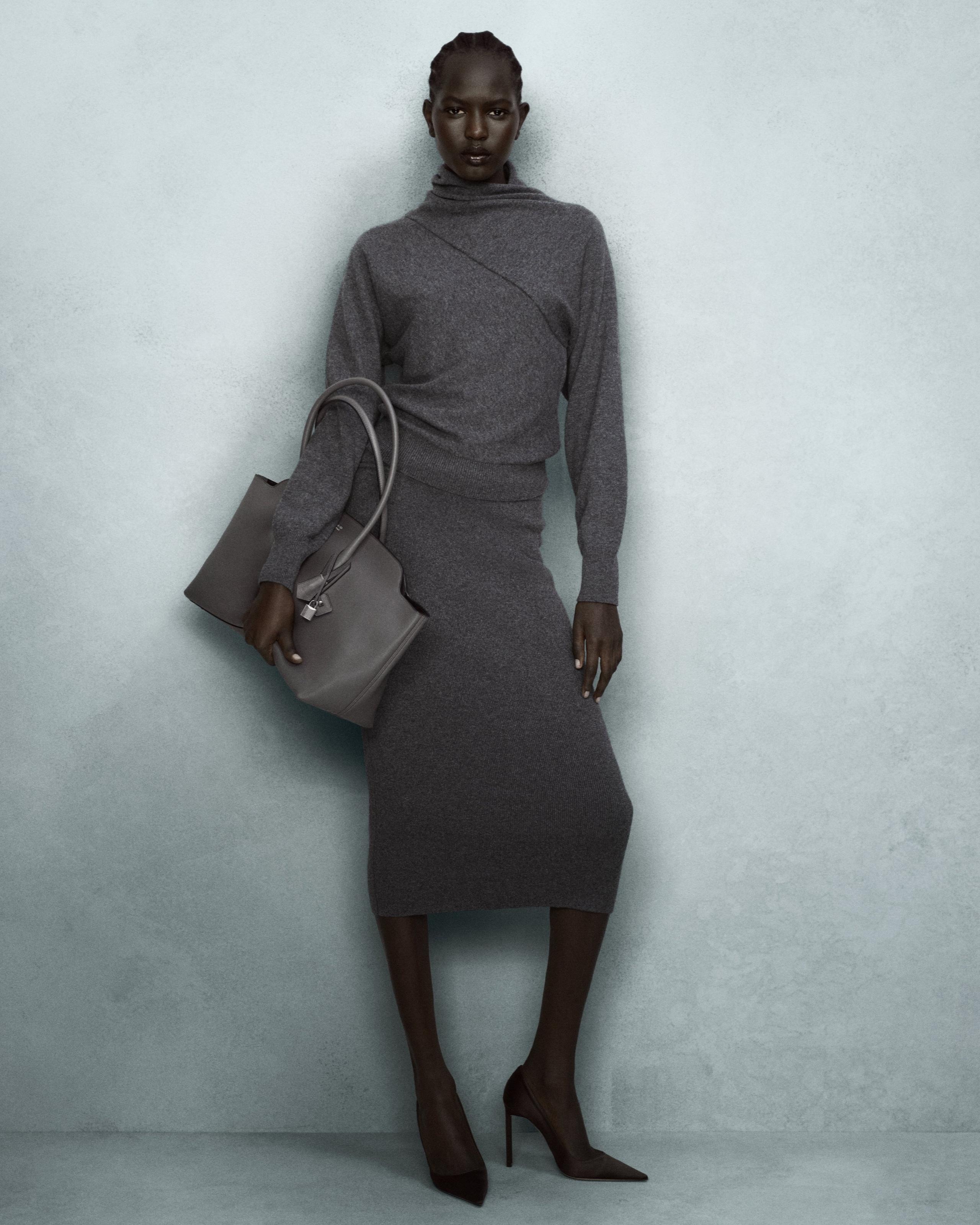 BELOW THE KNEE CASHMERE COTTON SKIRT - 4