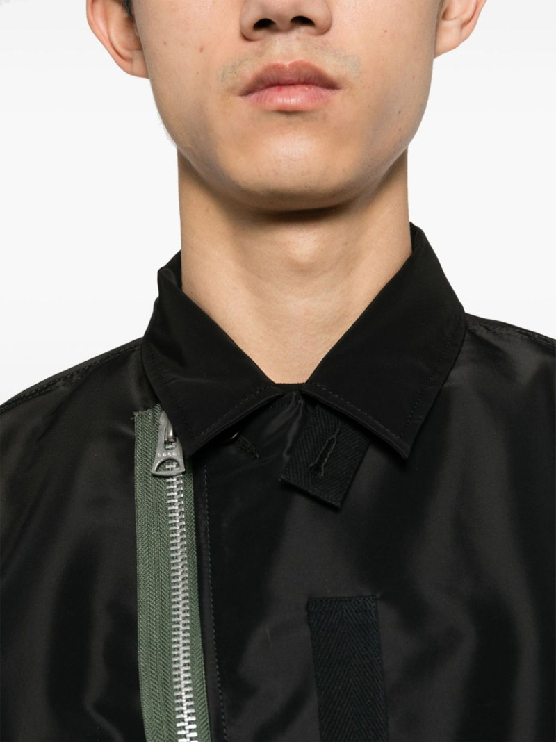 contrasting-trim layered bomber jacket 5