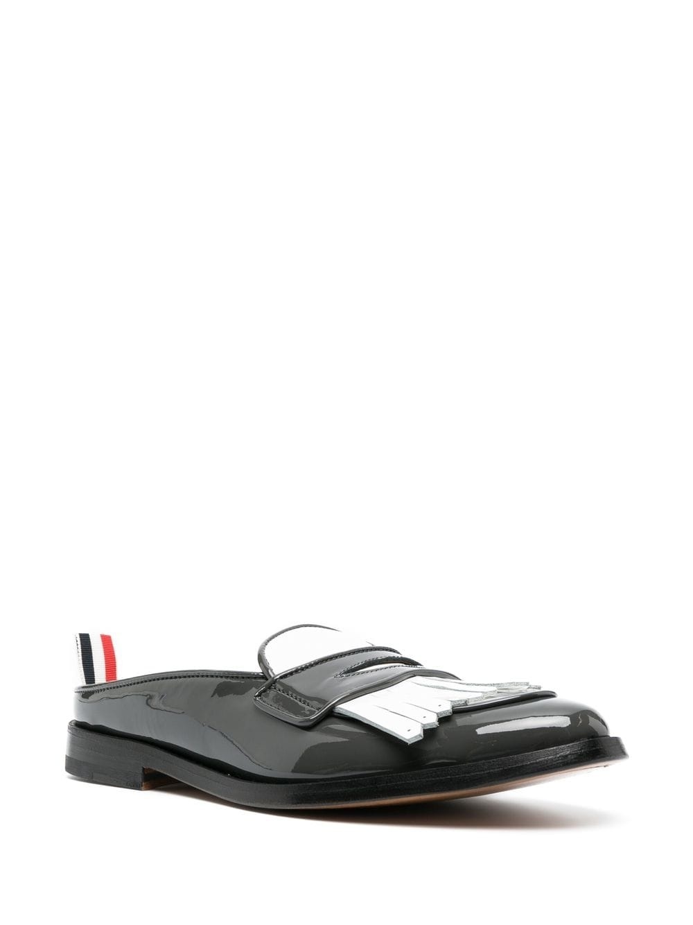fringe-detail patent-leather mule loafers - 2