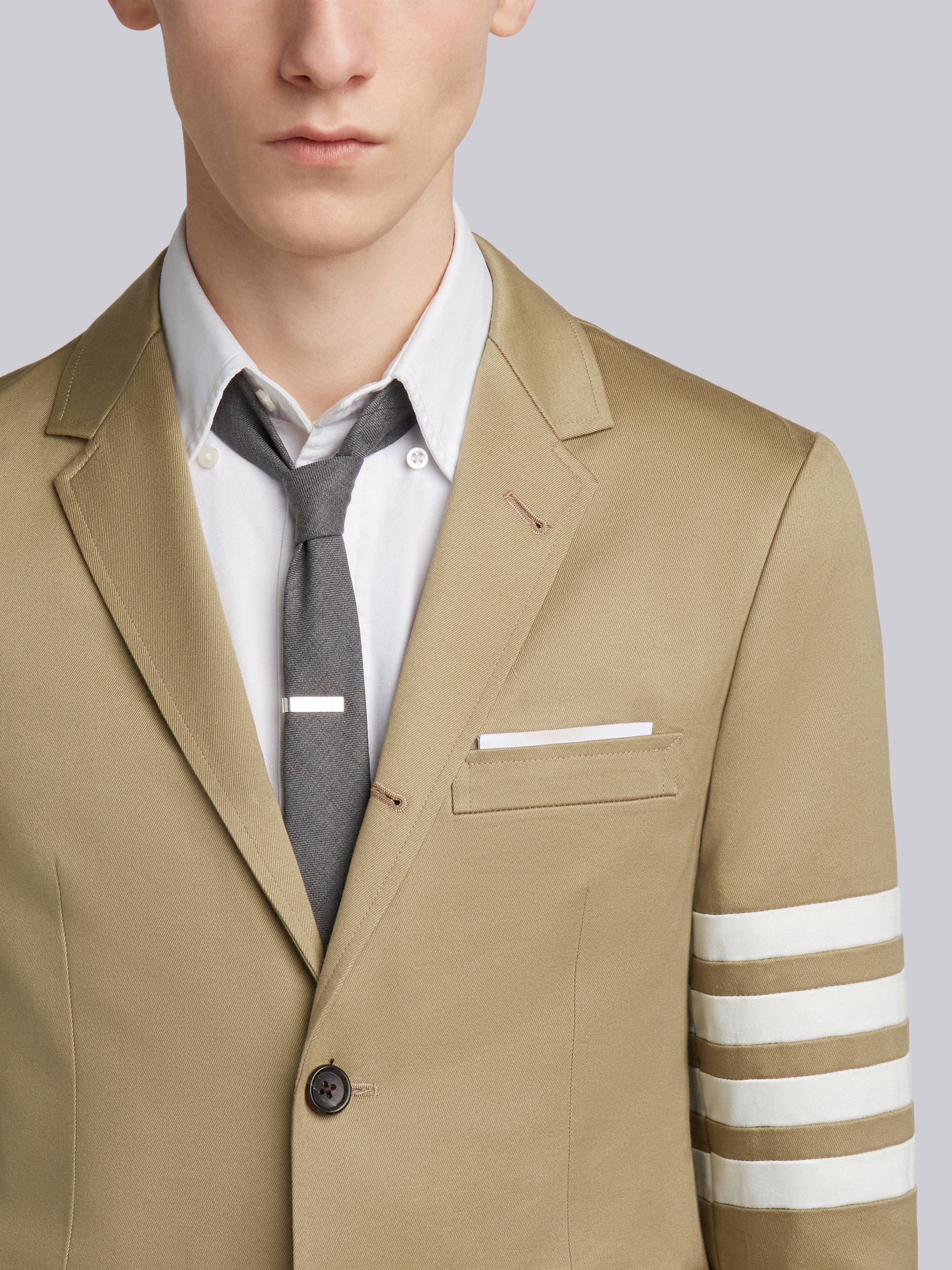 Camel Cotton Unconstructed Single Breasted 4-Bar Classic Jacket - 5