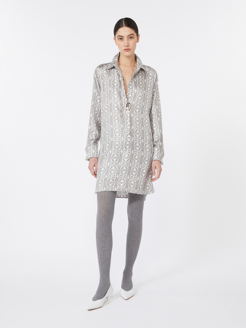 Max Mara GREMBO Printed silk shirt dress outlook