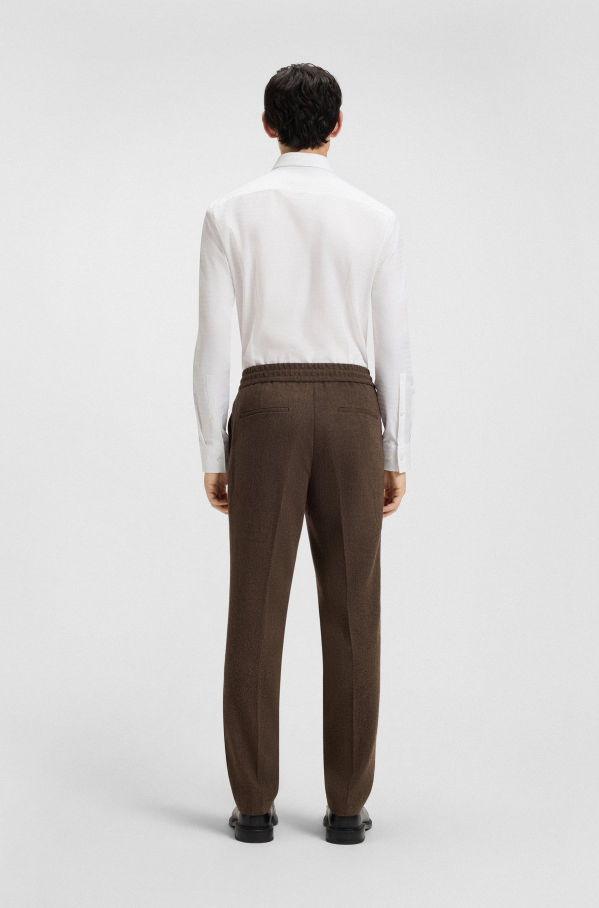 SLIM-FIT TROUSERS IN HERRINGBONE CLOTH - 4