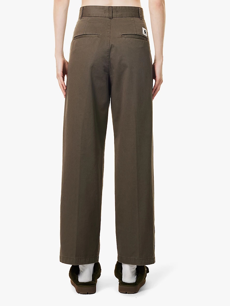 Leola straight-leg mid-rise cotton trousers - 4