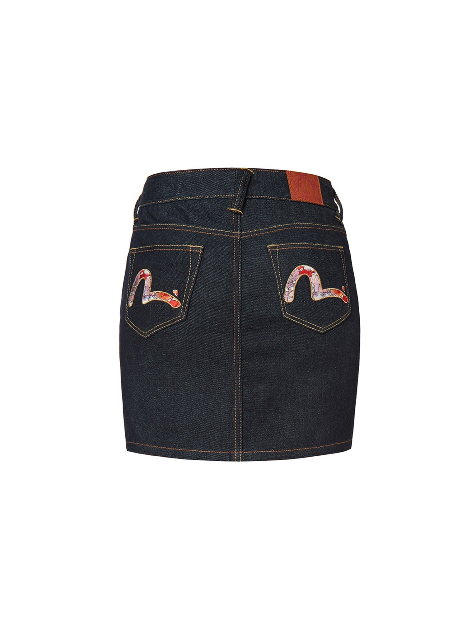 Floral Seagull Embroidery Denim Pencil Skirt - 14