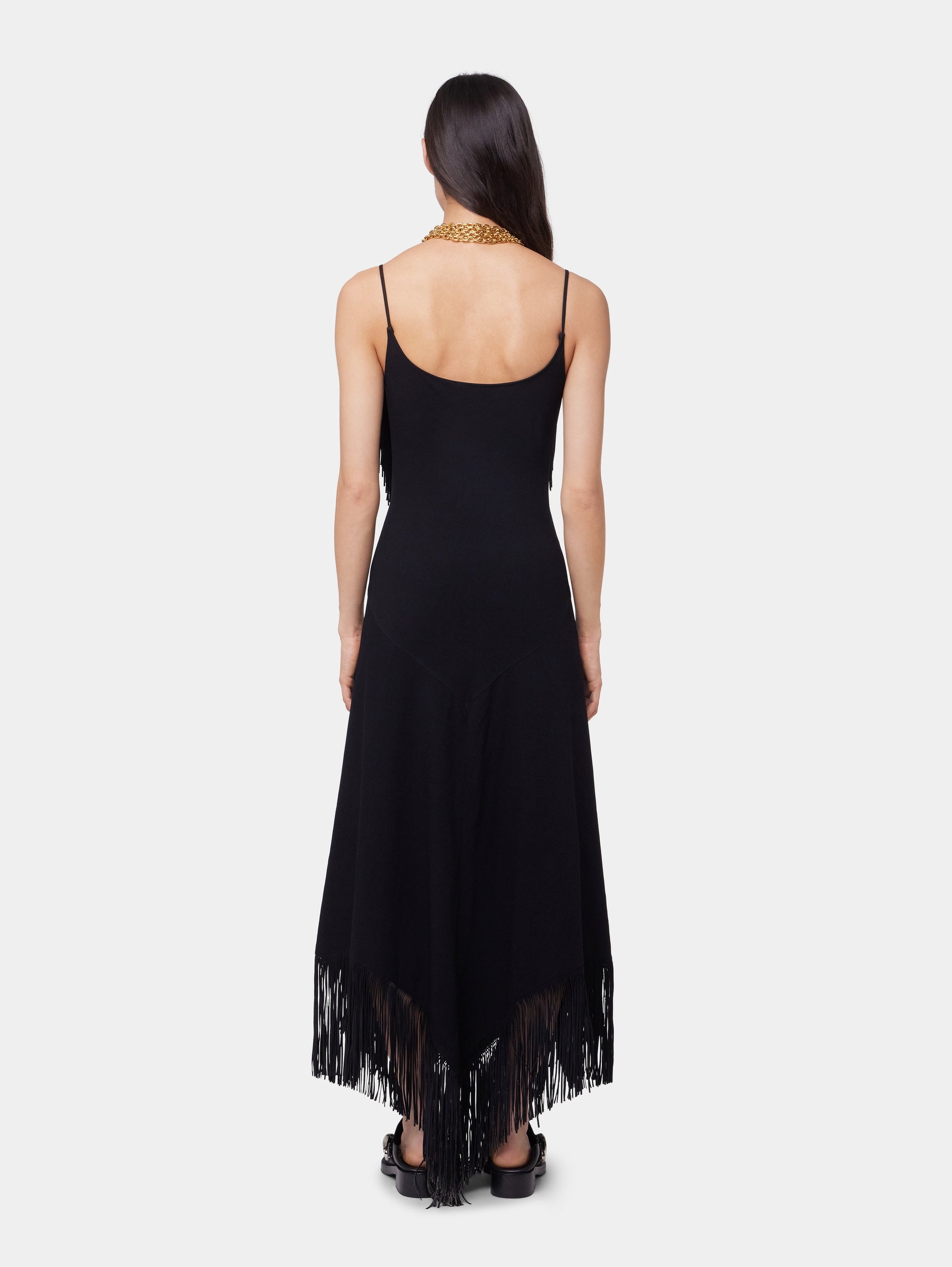 BLACK LONG DRESS IN CREPE - 6