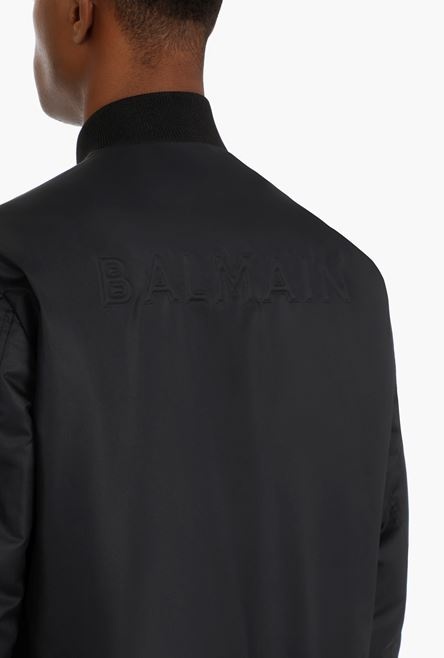 Reversible black bomber jacket with embossed Balmain logo - 9