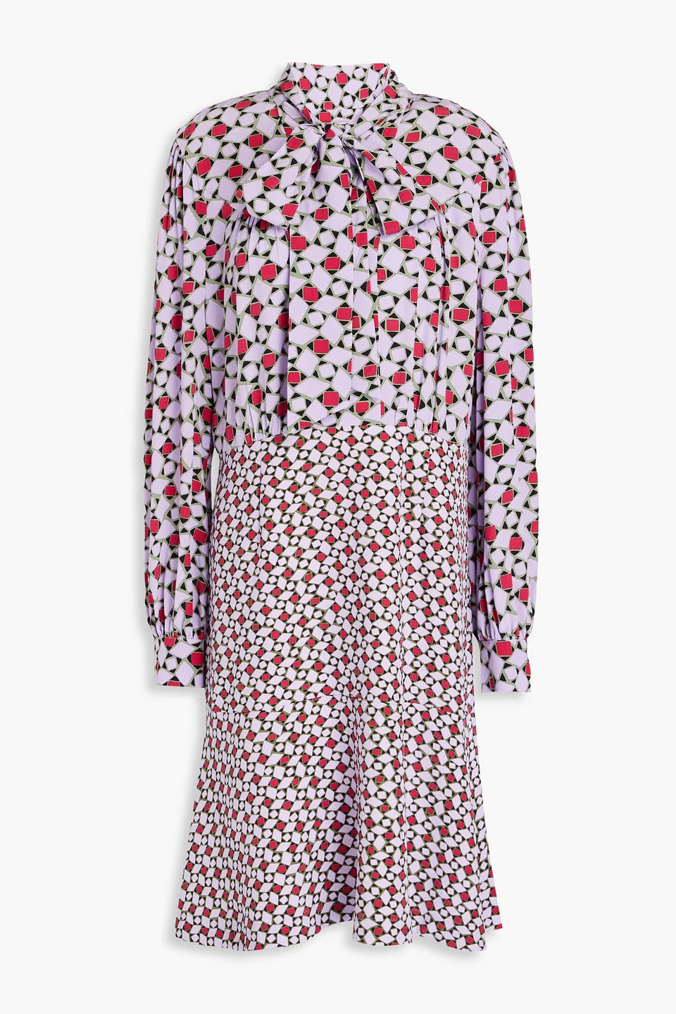 Alcina pussy-bow printed crepe dress - 1