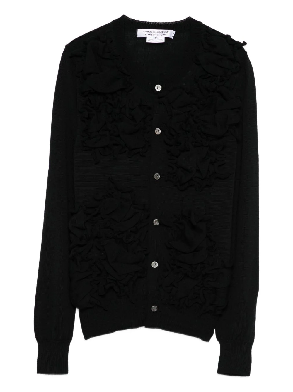 ruffled button cardigan - 1