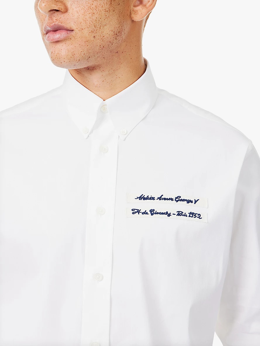 Text-embroidery custom-fit cotton-poplin shirt - 5