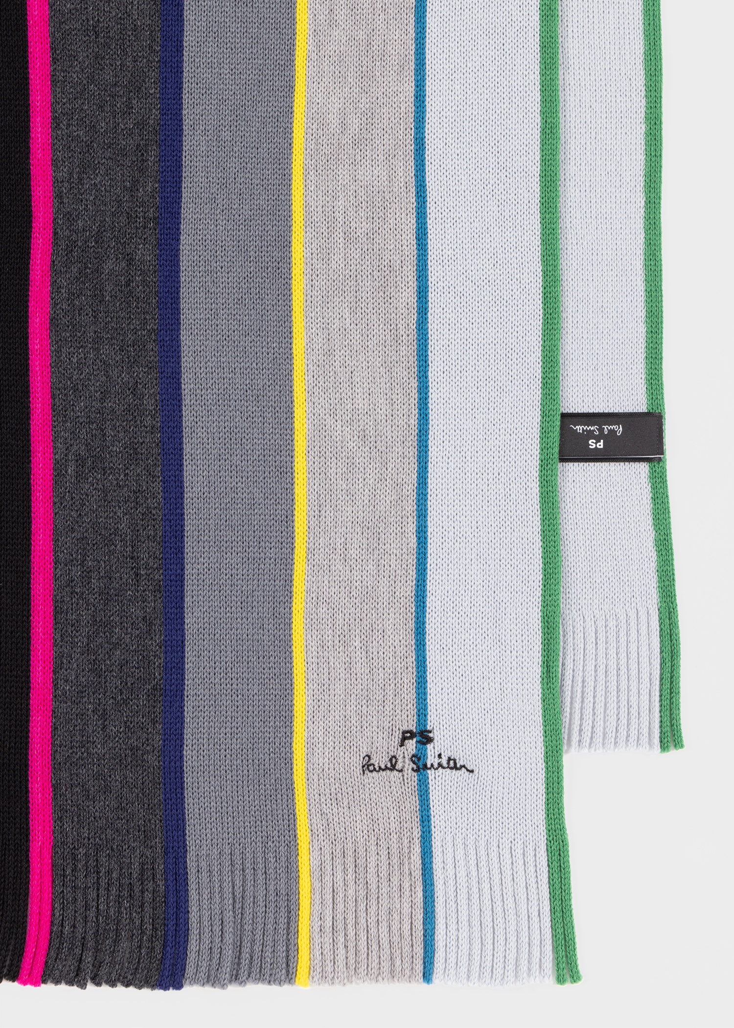 Grey Ombre Stripe Merino Wool Scarf - 2