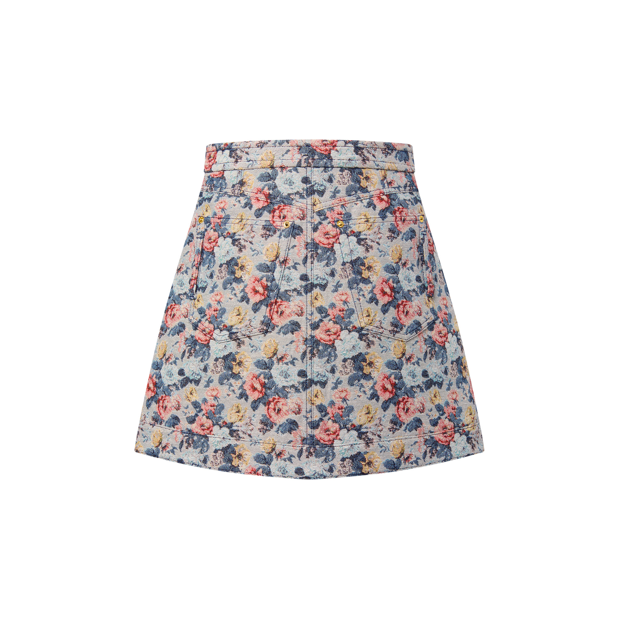 Floral Jacquard A-Line Skirt - 3