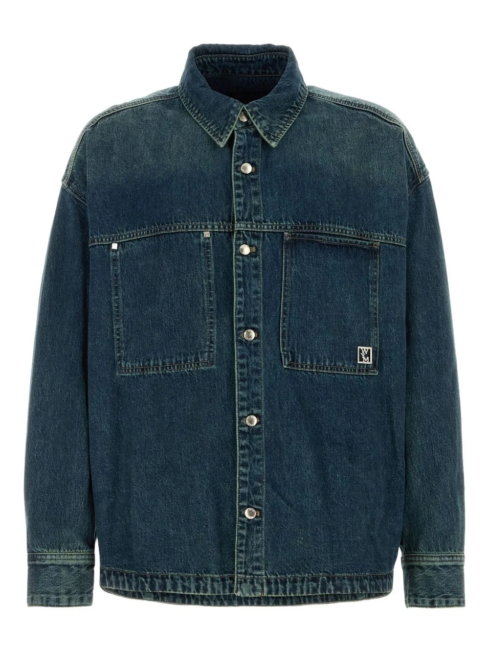logo-plaque denim shirt - 1