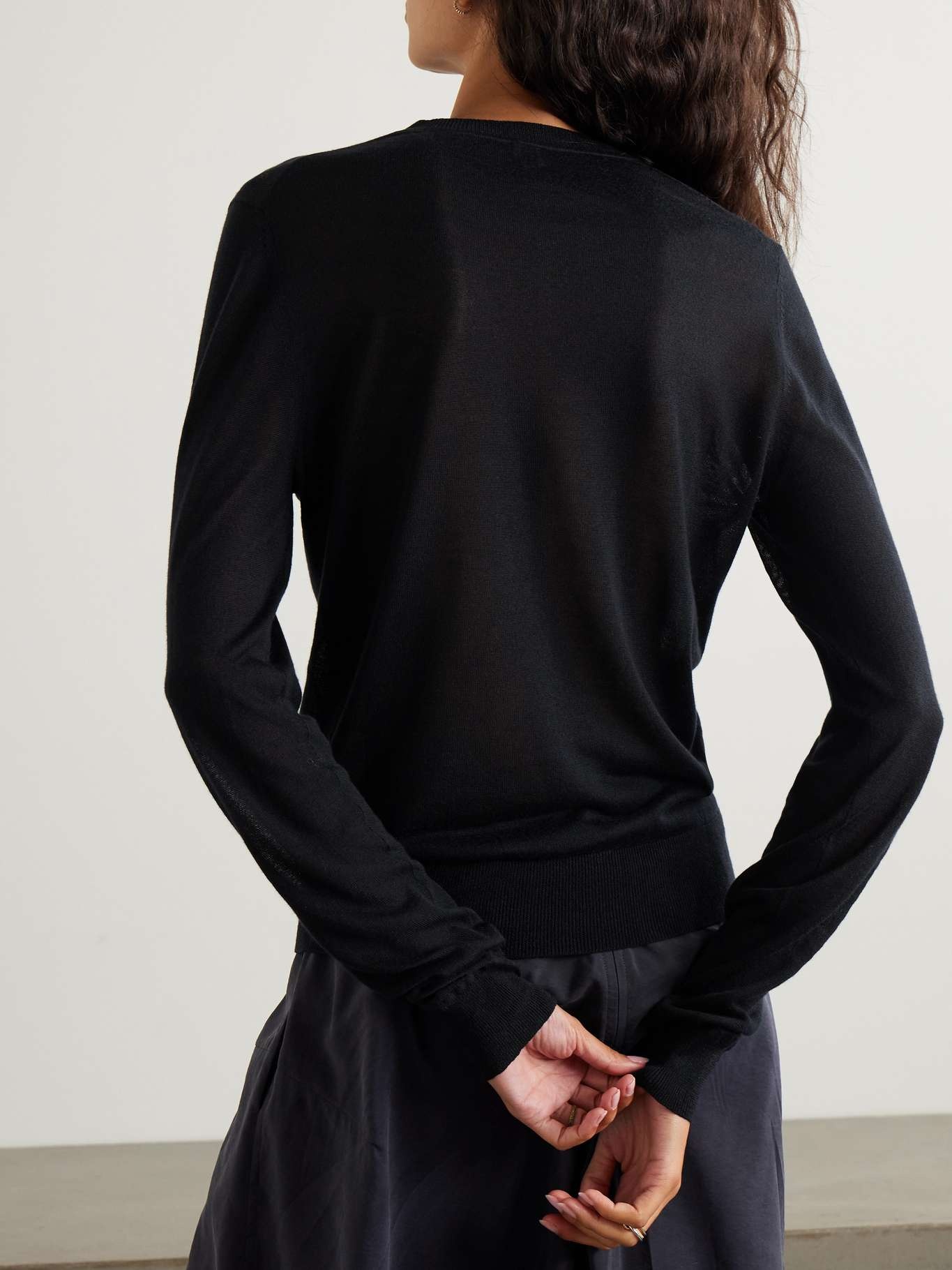 Knitted silk-blend sweater Black - 3