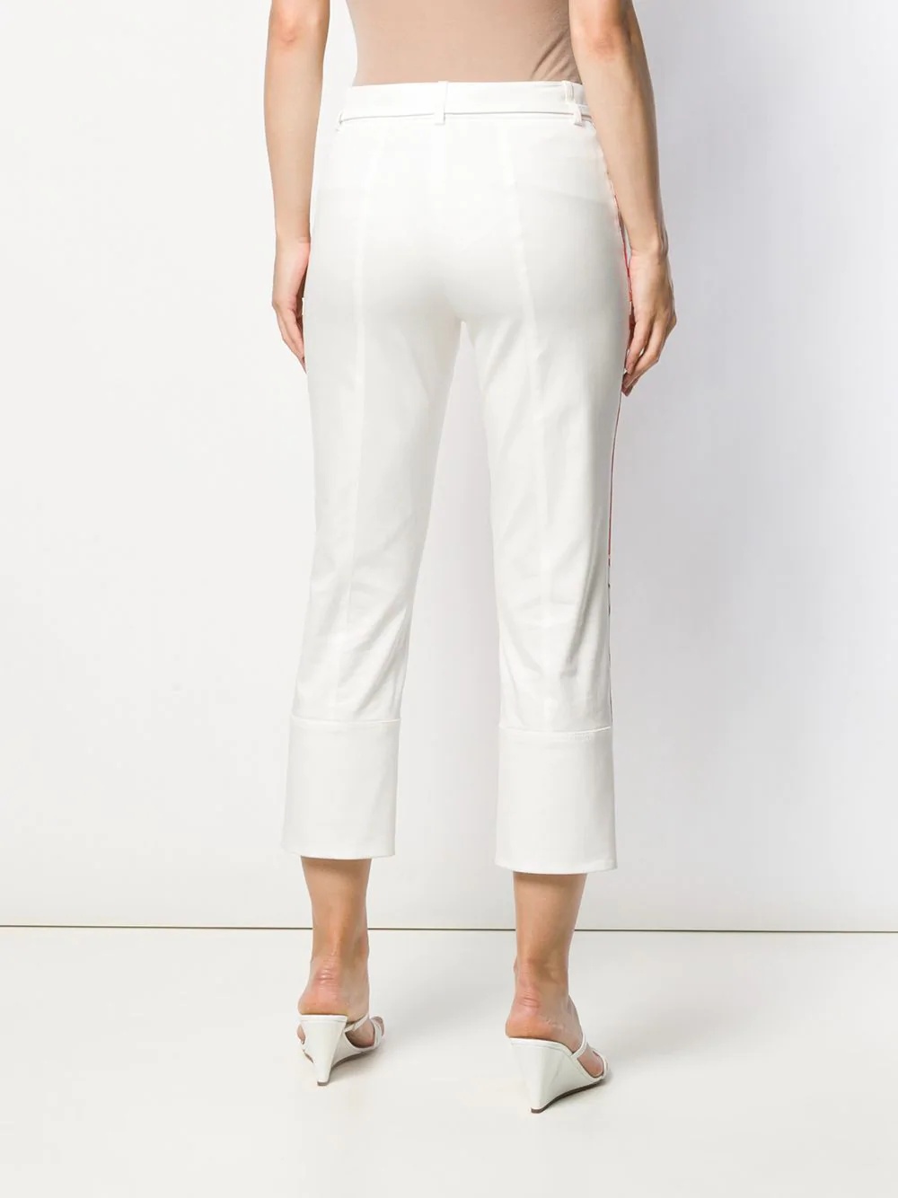 side-stripe split-hem cropped trousers - 4