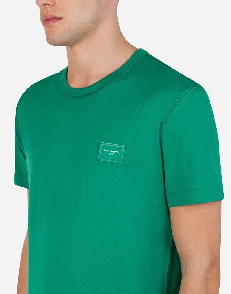 Cotton t-shirt with logoed plaque - 4