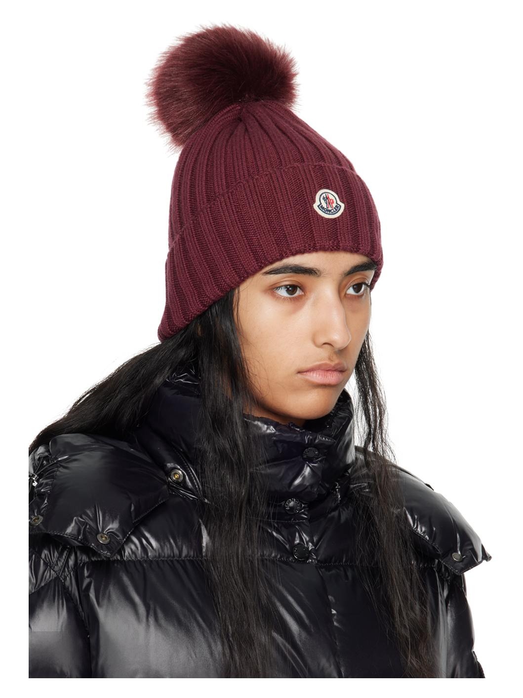 Burgundy Pom Pom Beanie - 2