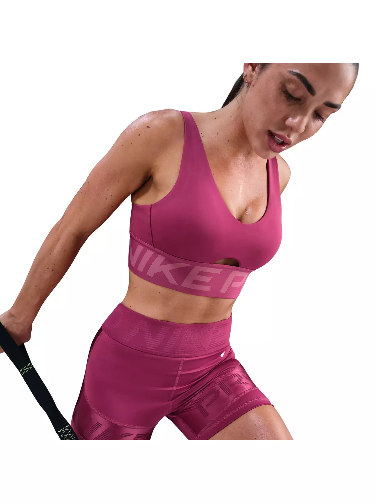 Women's Pro Indy Plunge Medium-Support Padded Sports Bra - Pink - 3