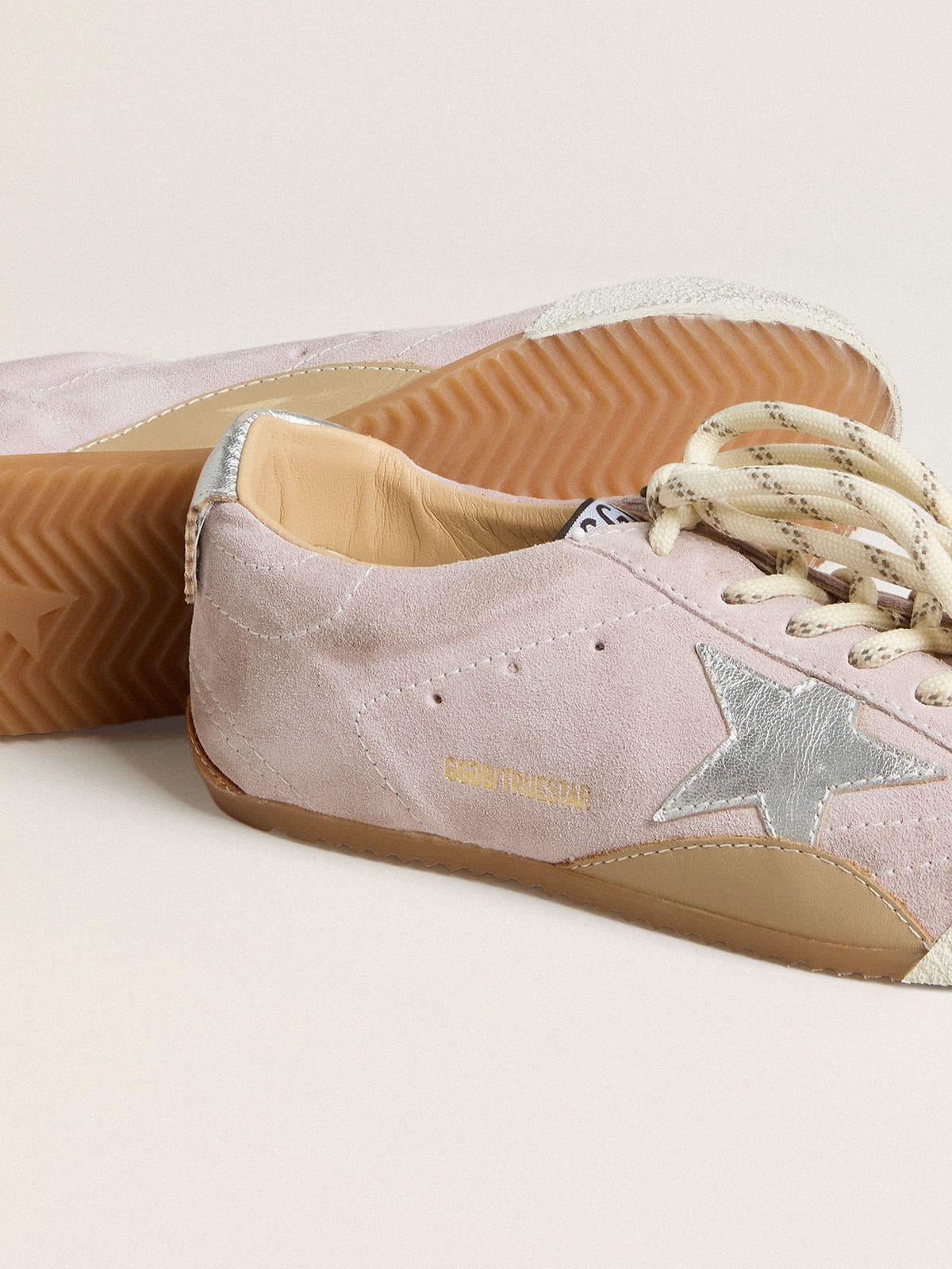 Women's True-Star in pastel pink suede with silver star and heel tab - 5