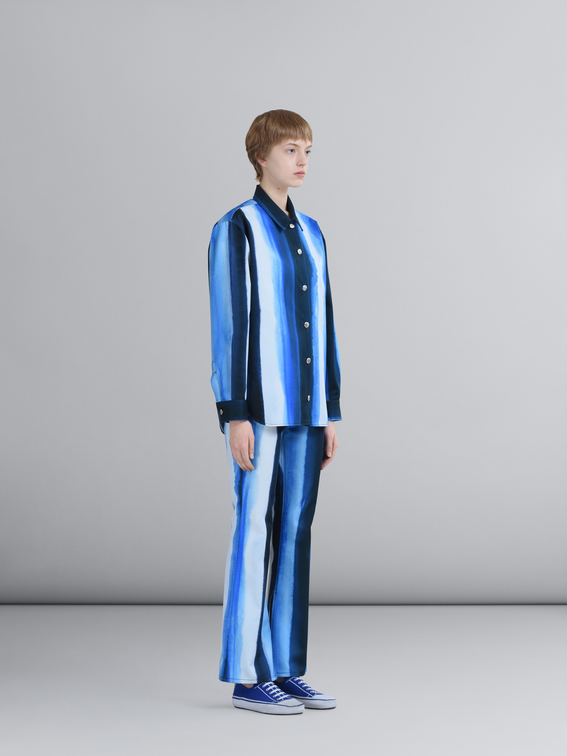 WATERFALL STRIPE PRINT COTTON DRILL PANTS - 5