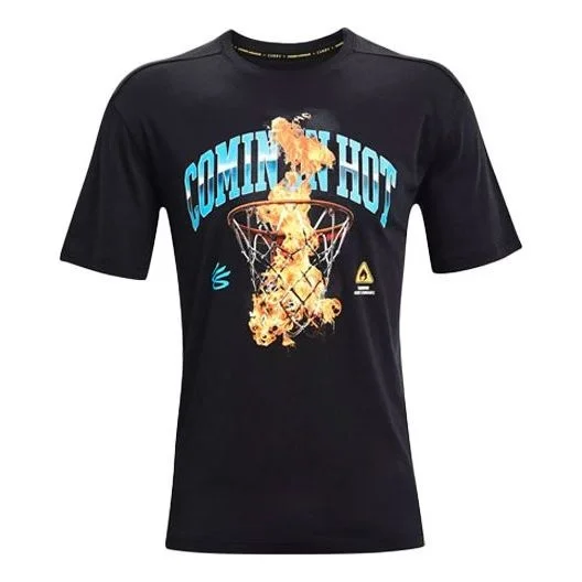 Men's Under Armour Curry Cotton Printing Round Neck Short Sleeve Black 1362006-001 - 1