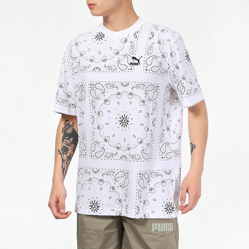 PUMA OB All Over Print T-Shirt 'White' 532652-02 - 3