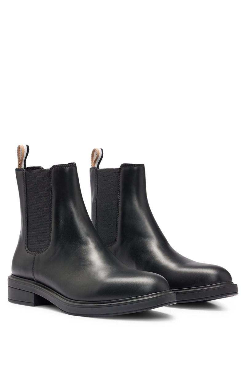 LEATHER CHELSEA BOOTS WITH BRANDED TRIM AND SIGNATURE STRIPE 2