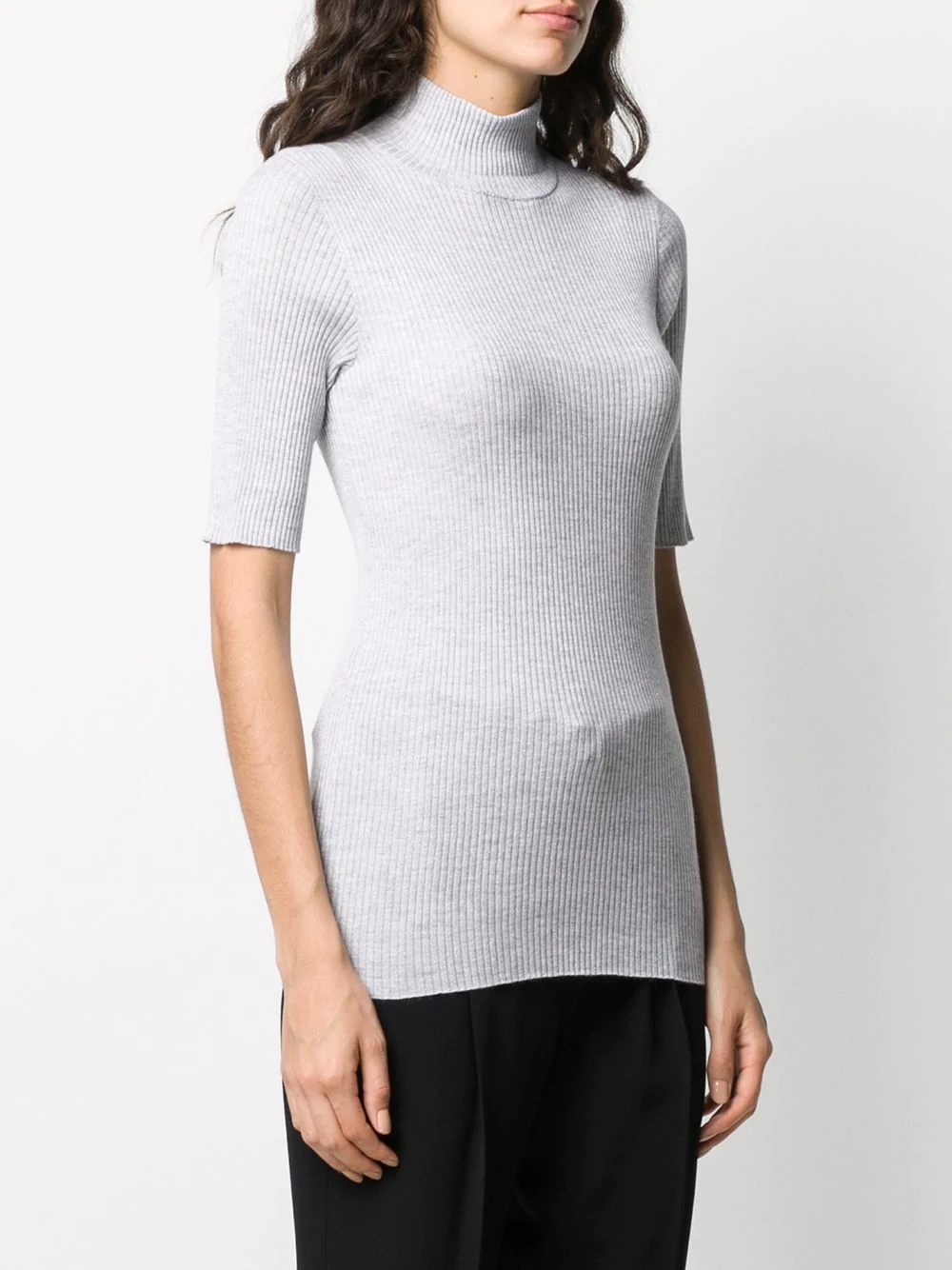 roll neck ribbed knit jumper - 3