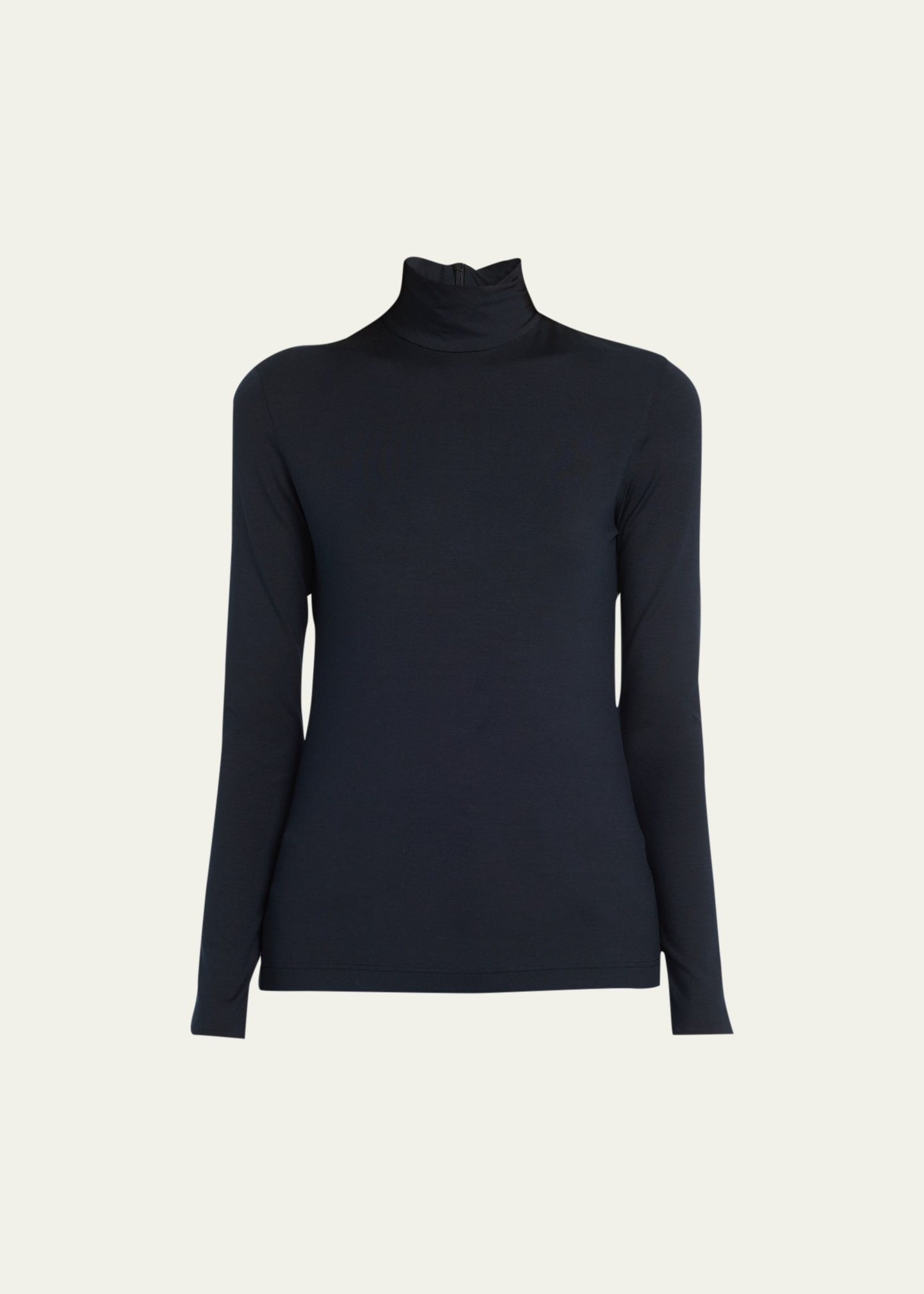 Silk-Cotton Jersey Turtleneck Top - 1