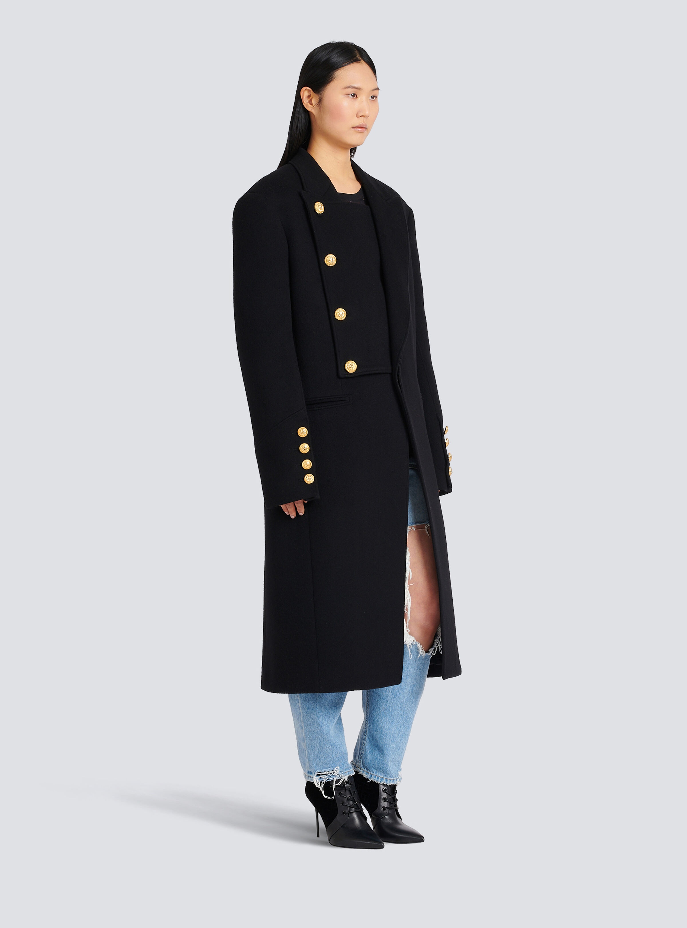 Unisex - Four-button wool coat with detachable inset jacket - 6
