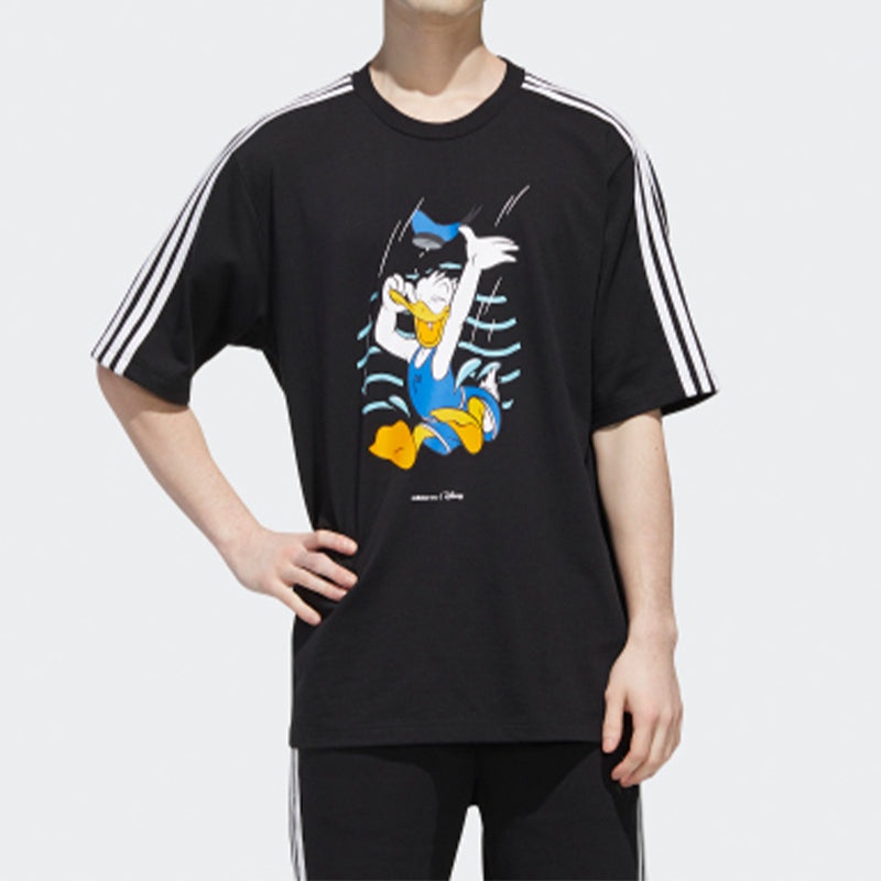 Men's adidas neo Donald Duck Sports Short Sleeve Black T-Shirt GJ5647 - 3